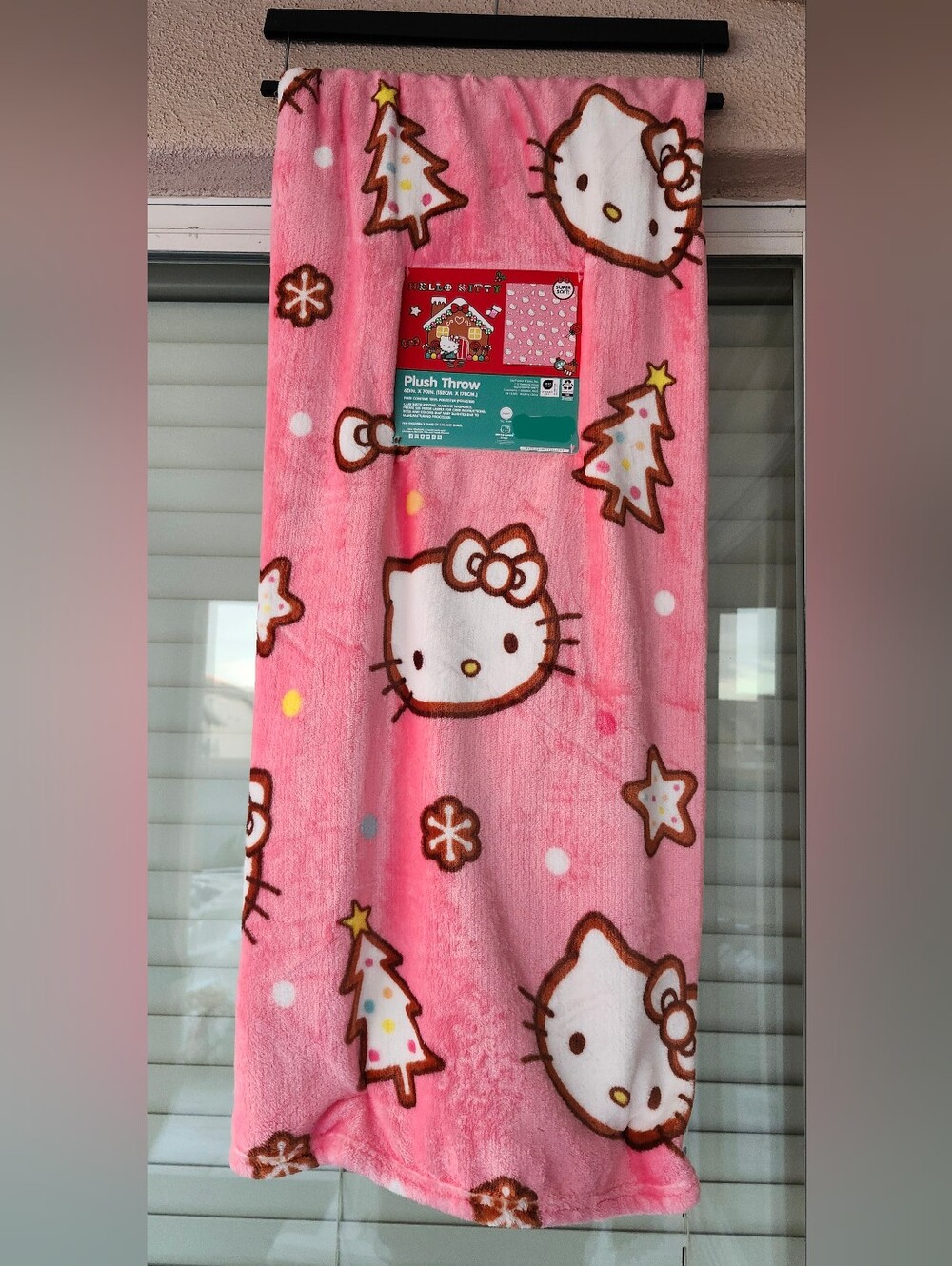 Hello Kitty Pink Christmas Gingerbread Cookie Holiday Throw Blanket